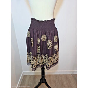 Vintage Y2K Anna Sui Silk Lace Print Skirt Small Fairy Grunge Boho Romantic
